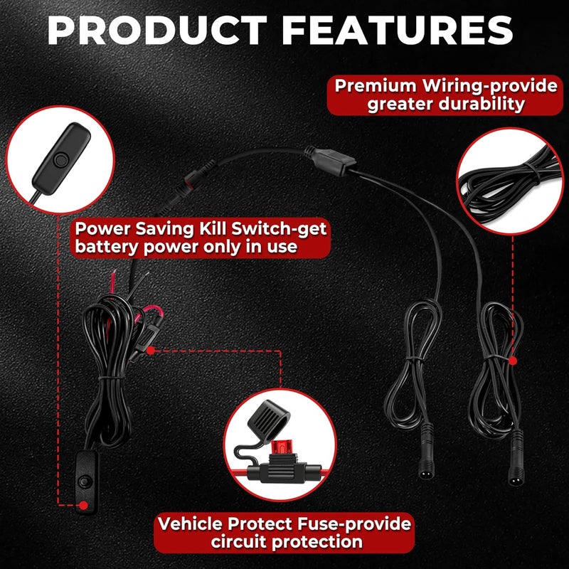 DITRIO 20 Pods Metal Aluminum White Rock Lights with Switch Wiring Harness,1860LEDs Super Bright Underglow Light Waterproof Led Lights for Trucks Jeep Off Road ATV UTV SUV,Plug and Play,Easy to Install - Image 5